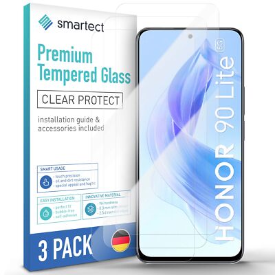 3x Schutzglas Panzerfolie Klar für Honor 90 Lite Displayschutz Hartglas Glas