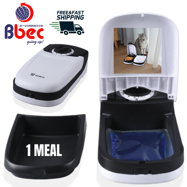 Automatic Pet Feeder Dog Cat Bowl W Ice Pack 1 Meal Multicolor