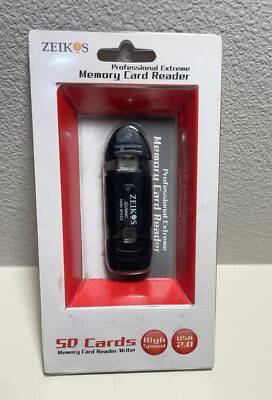 Sealed NIP Zeikos ZE-SDR5 USB 2.0 SD SDHC/MMC Card Reader/Writer Thumb Drive