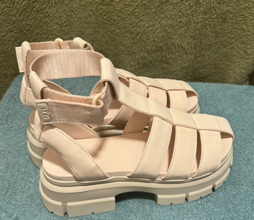 UGG SANDALI DONNA ASHTON CON CINTURINO PLATEAU IN PELLE NABUK 1137410 taglia 7 nuovi senza scatola