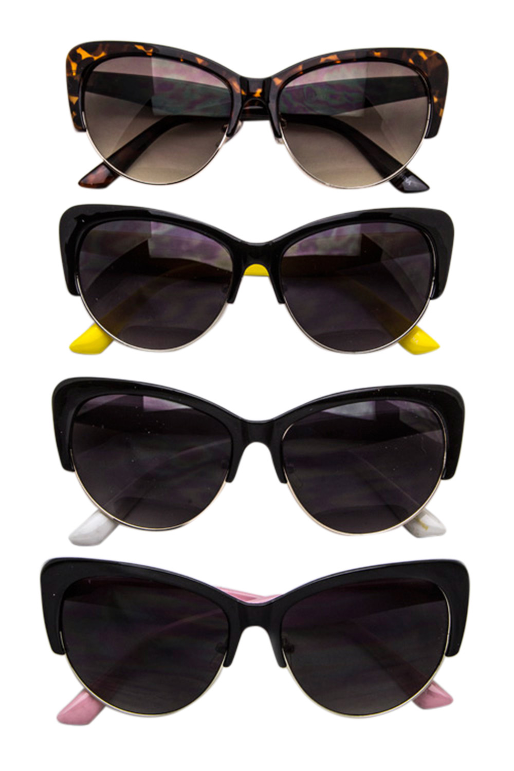Cat Eye Sunglasses Women Retro Half Frame UV400 Fashion Black Mod Sunglasses-image