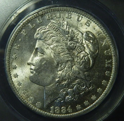 1884-O Morgan Dollar MS63 ANACS ~ VSS VAM 8 (O/O, Overlap Reeding) ~R5 ~ (L1-17)