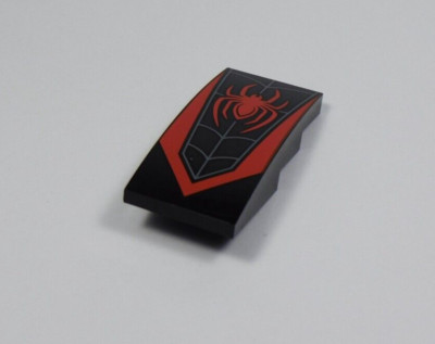 LEGO Marvel Black w/ Red Printed 4x2 Curved Slope No Stud Spider F0