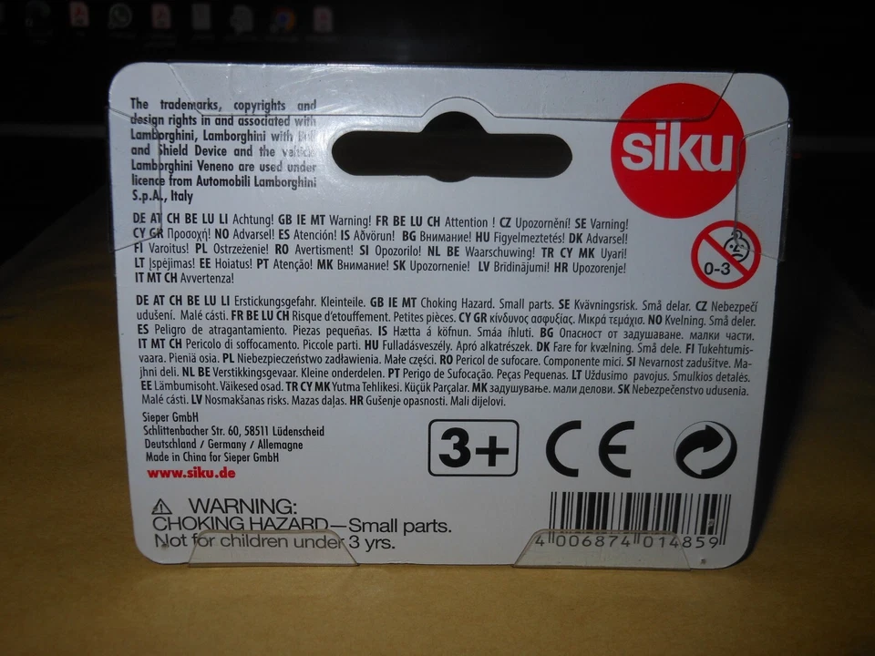 MODELLINO LAMBORGHINI VENENO BLU 1:55 SIKU 1485 DIE CAST METAL - Immagine 3 di 3