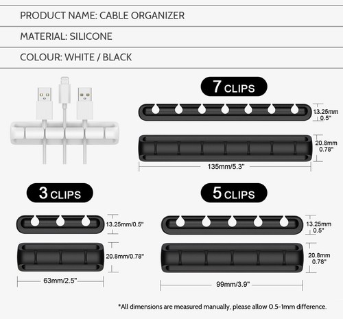 Silicone Adhesive Charging Cable Management Clips Wire Holder Organizer Set - Picture 7 of 11
