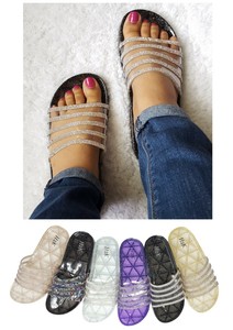 clear jelly sandals with rhinestones
