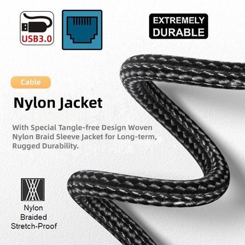 NFHK USB-C to Ethernet Cable USB Type-C to RJ45 Male Cord Connected 1000Mbps - Picture 14 of 20