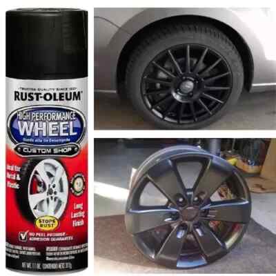 Wheel Coating Spray Paint Car Trucks Metallic Matt Black Rims Stop Rust Durable 