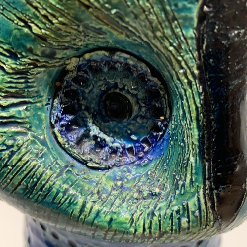 Bitossi Blue Green Owl Candle Holder Rosenthal Netter Original Sticker 10" Tall - Picture 12 of 14