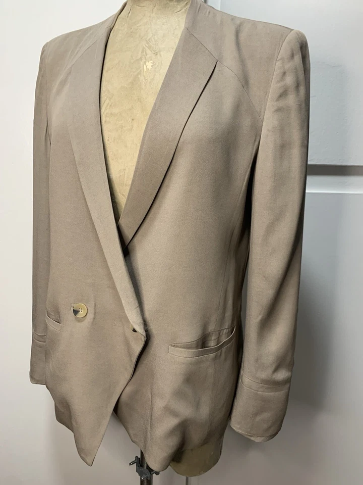 Blazer cruzado Helmut Lang para mujer color topo 2 botones talla 6 Foto 2 de 4