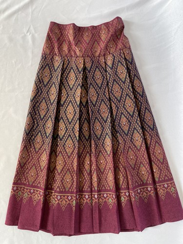 Women Thai Native Long Skit Cotton Thai Printed Pleats Multi-Color Free Size - Picture 14 of 186