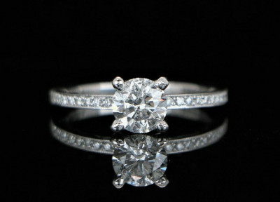 7490 $ Tacori geformter Halbmond 18 K Weißgold 1,02 kt GIA Diamant Verlobungsring