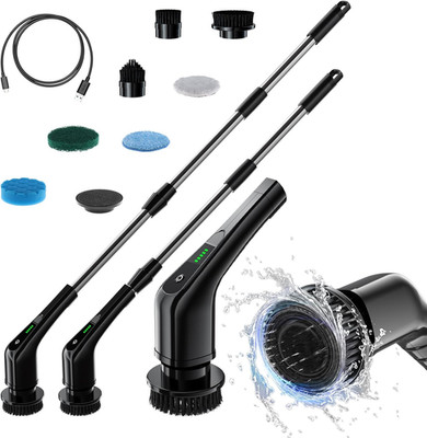 Electric Spin Scrubber,Bathroom Cleaning Brush with Long Handle 8 Replaceable Br