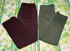 2 -Liz Claiborne 1Green  1Plum Color Denim Stretch Straight Leg Pants Women 10
