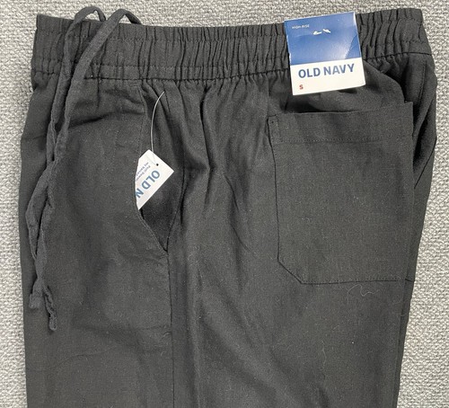 Pantalones para mujer OLD NAVY PEQUEÑOS de mezcla de lino negro pierna ancha nuevos con etiquetas - Imagen 3 de 18