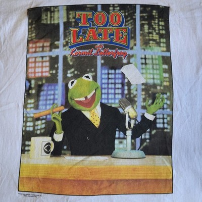 Vintage Kermit the Frog Too Late with Kermit Letterfrog White LG Graphic T-Shirt