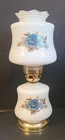 Vintage Hurricane Lamp (17” Height X 6” Diameter) - Blue Floral/NM!!