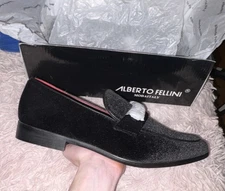 Alberto Fellini Pucci 02 Black Glitter Men's Dress Loafers Size 11