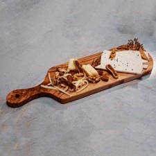 Handmade Olive Wood Cheese Board with Handle: Rustic Charcuterie Serving Platter