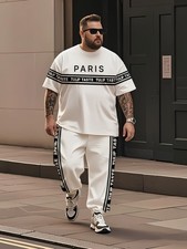 Plus-size men's long-sleeved shirt and trousers two-piece set, featuringMen'