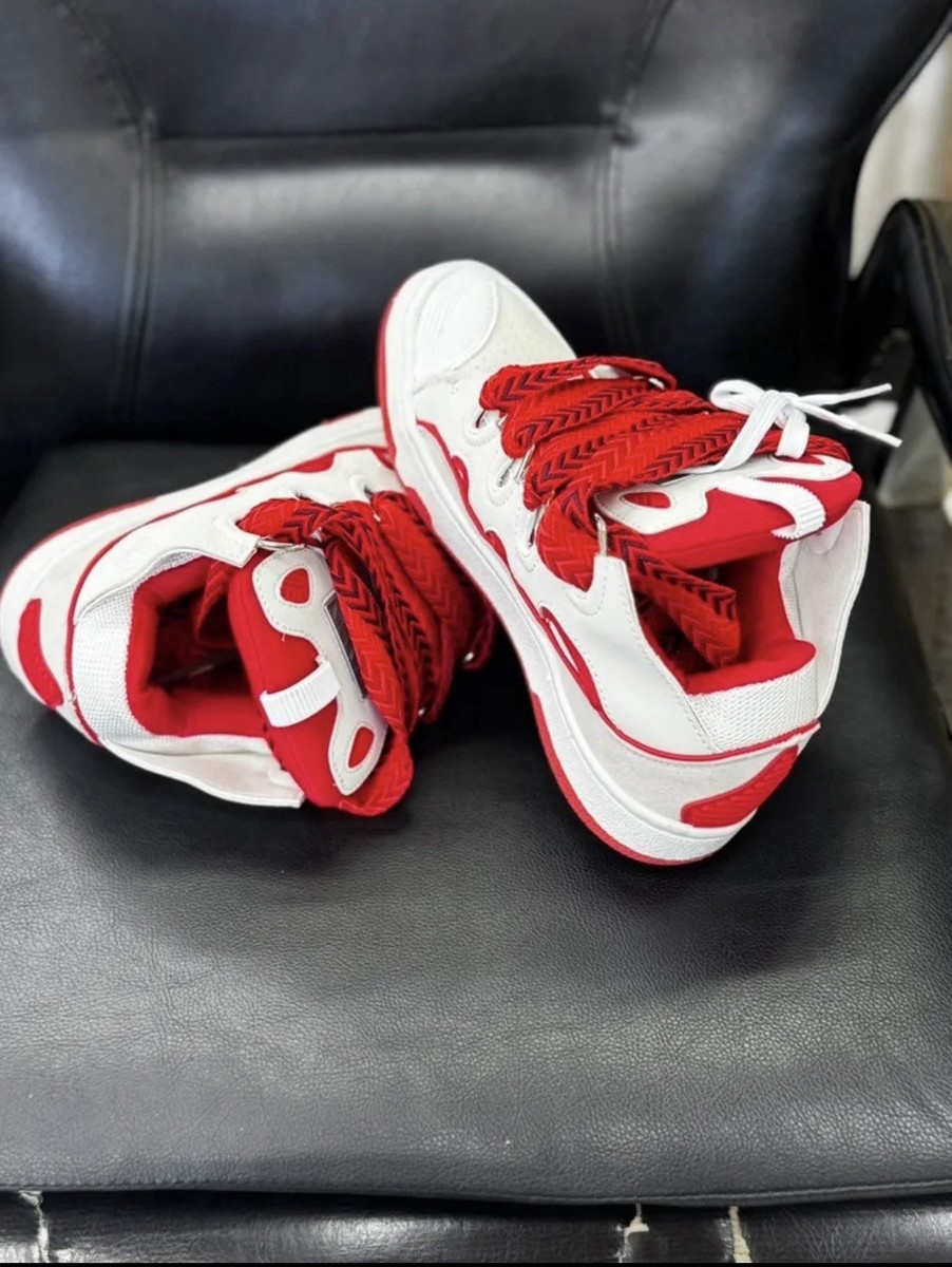 lavins D3 2001 White Red Men's Low Top Skateboarding Sneaker Lace