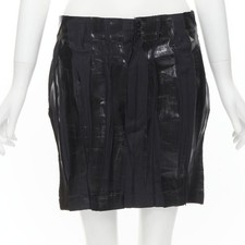 ISSEY MIYAKE Vintage black lacquered coating pleated mini skirt M Rare