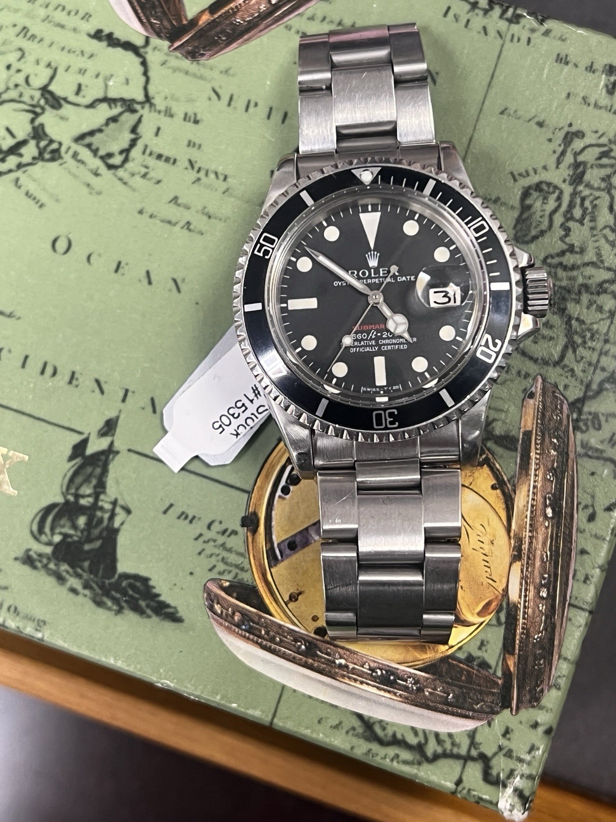 Rolex Submariner Red 1680. Full Set. Box, Papers, Calendar. Vintage 1972