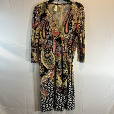 Emma And Michele Women's Boho Wrap Style Dress 1/2 Sleeve Sz XL XLarge Belted