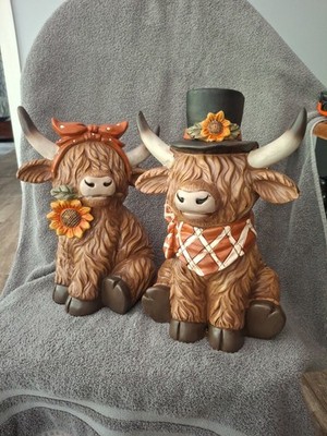 DEFECTIVE Hobby Lobby 2025 Fall Highland Cows Large 14 Tall Autumn Weste G3D