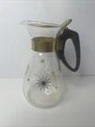 Vintage 50s MCM Pyrex Atomic Gold Starburst Coffee Pot Carafe Pour Pitcher