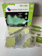 MAGNA-TILES Glow in the Dark 16-Piece Magnetic Construction Set with LED Light