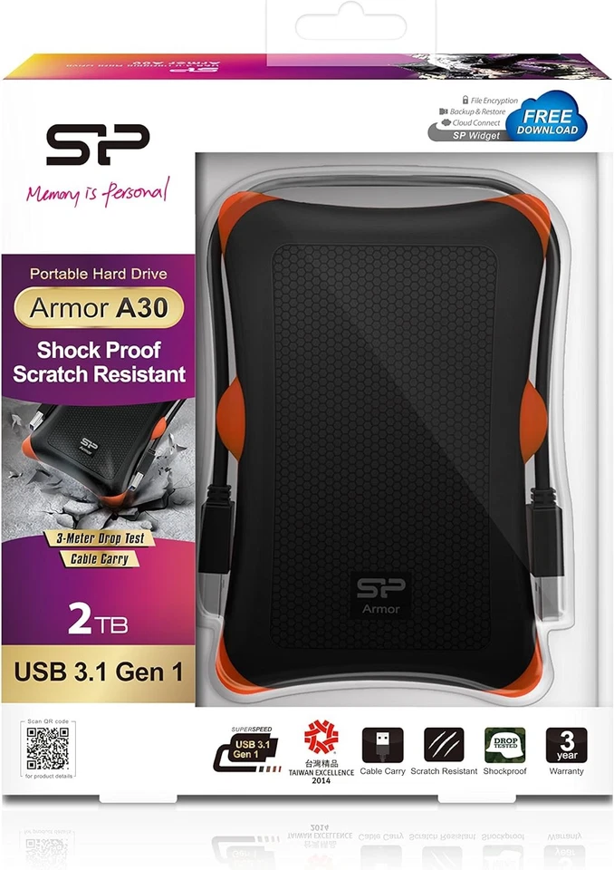 Silicon Power 2 TB External Portable Hard Drive Rugged Armor A30 Shockproof 2.5- - Image 2 of 4