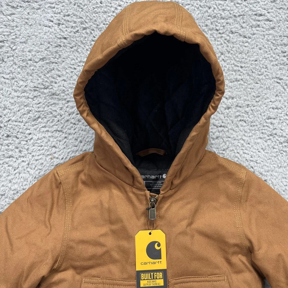 Куртка детская Carhartt 2T коричневая с капюшоном стеганая с подкладкой активная на молнии OJ8552-B - Изображение 2 из 4