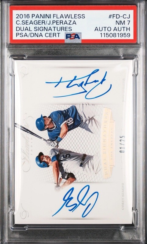 2016 Flawless Dual Sig Corey Seager Jose Peraza RC /25 PSA Auth Auto 7 POP 1!