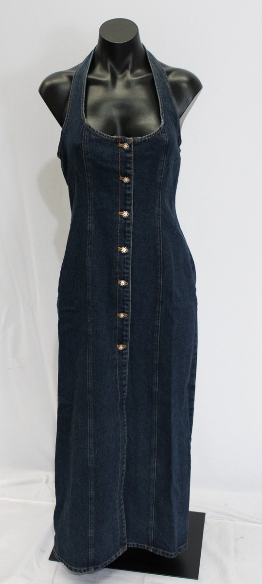 Lioness Women's Kenny Denim Halter Neck Maxi Dress CD4 Indigo Size US:8 NWT