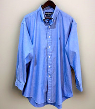 Ralph Lauren Yarmouth Shirt Mens 17 32/33 Blue Pinpoint Oxford Button Down L/S