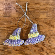 SET OF 2: Wizard / Sorcerer / Witch Felt Hat Ornaments, handmade, Halloween