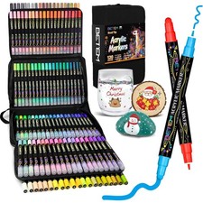 Acrylic Paint Markers Pens 120 Colors Dual Tip for Wood Fabric Canvas Art Supply