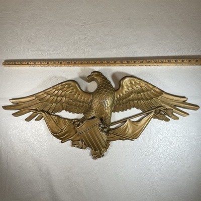 Syroco American Eagle 29  METAL Wall Hanging Plaque 7683 Patriotic Shield USA