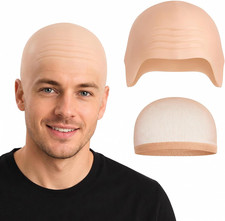 2 PCS Bald Cap for Men Women Adults, Halloween Makeup Latex Bald Wig Cap