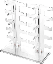 2 Row Sunglasses Rack Holder Glasses Display Stand, Transparent Design