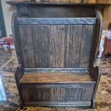 Vintage Dolls House- Settle / Bench / Pew / Storage Seat - Farmhouse Furniture