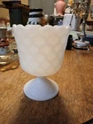 Vintage E.O. Brody Co. White Milk Glass Pedestal Vase Compote Planter