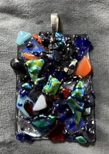 Colorful Murano Style Fused Glass Pendant
