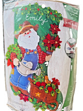 NEW Bucilla GARDEN SANTA Felt Christmas Stocking Kit Poinsettia