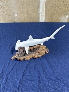 Vtg John Perry Sculpture Hammerhead Shark Driftwood Burlwood Beachy Ocean Rare