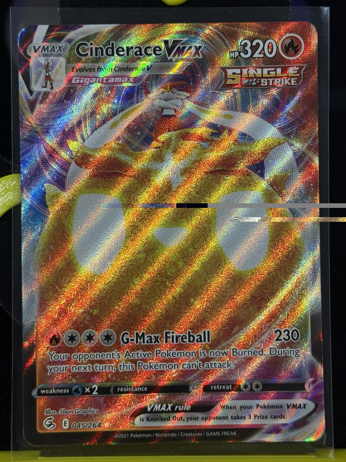 Pokémon TCG Cinderace VMAX 045/264 Fusion Strike Holo Ultra Rare Single Strike