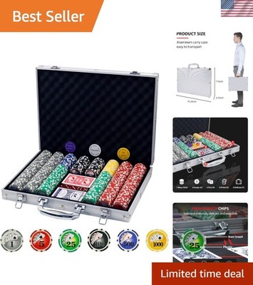Poker Chips with Numbers,500PCS Poker Chip Set with Aluminum Travel Case,11.5...