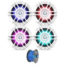 4x Infinity KAPPA 6120M 6.5" 2-Way Coaxial 300W White Marine LED Speakers, Wire