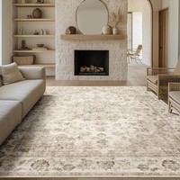 Teppich Vintage Beige Waschbar 200X300Cm Rutschfest Kurzflor Wohnzimmer
